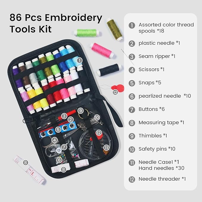 Drawnby Embroidery Stitch Book Kit, Large Size Stitch Book with Full Sewing Tools and Instructional Tutorial, Embroidery Kit for Beginners, Gift for Craft Lovers and Sew Enthusiast