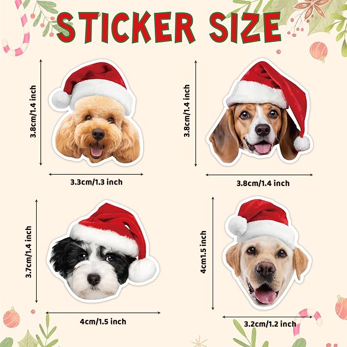 h1vojoxo christmas dog sticker rolls - 1000pcs christmas dog stickers for kids 16 designs xmas cute dogs realistic stickers for craft water bottles holiday cute dogs sticker for envelopes gift decor