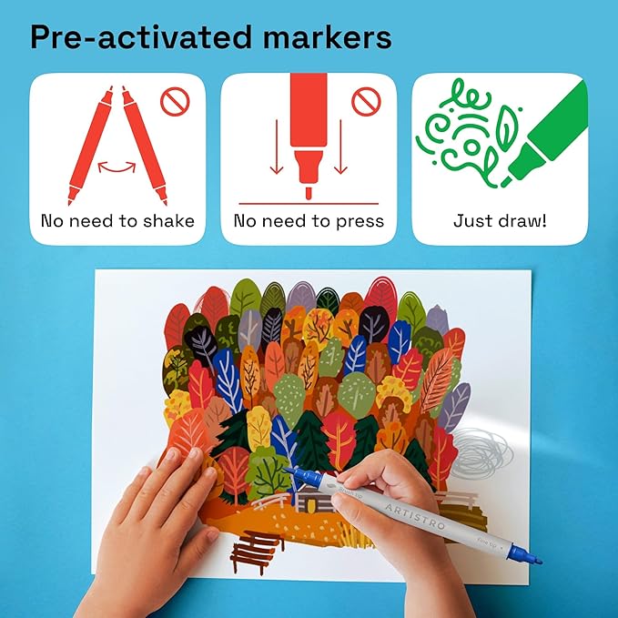 ARTISTRO 12 Acrylic Paint Markers - Paint Pens for Drawing, Brush + Fine Tips - For Fabric, Rock, Glass, Wood, DIY, Eggs - Art & Craft Supplies for Adults, Teens, Kids - Easter Basket Stuffers