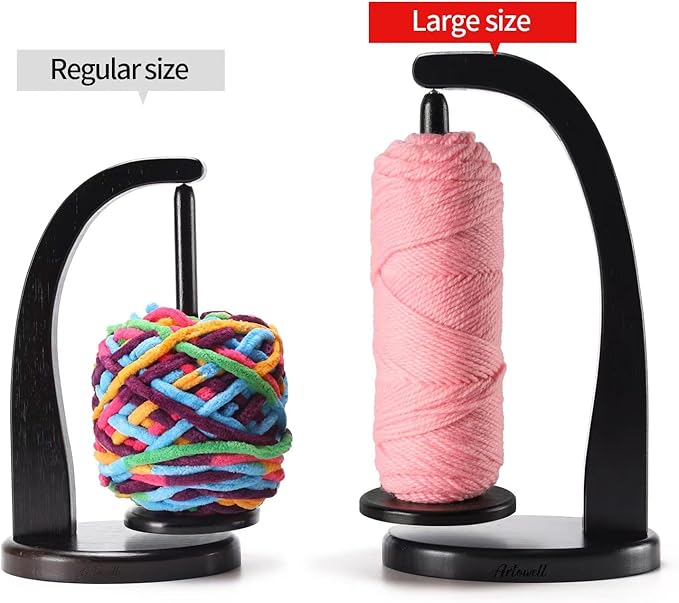 Model Magnetic Pendulum Wooden Yarn Holder for Crocheting, Yarn Storage Organizer, Delightful Surprise Gift for Knitting Lovers by ARTOWELL (Ebony-Colored, Enlarged Size)