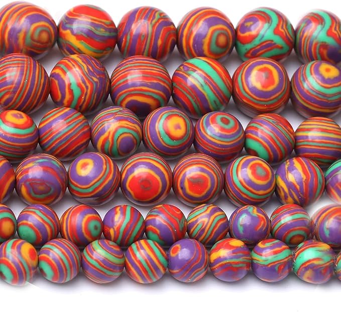Painted Peacock Turquoise Stone Beads for Jewelry Making DIY Bracelet Necklace Gemstone Round Crystal 1 Strand 15.5inch 4MM
