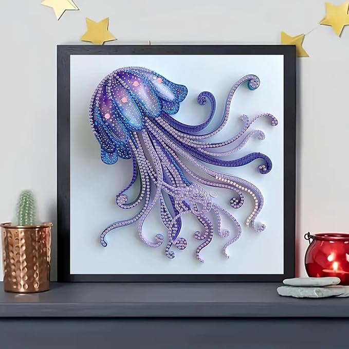 SHICERNHJ 5D Diamond Painting Kits for Adults-Special Shape Diamond Art Kits for Jellyfish,DIY Crystal Rhinestones Painting kit for Home Wall Decoration 12 × 12 inch