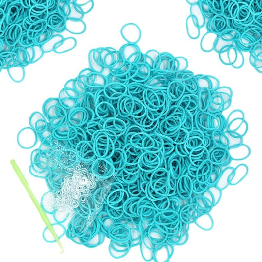 6000-Pack Rubber Loom Bands Making Kit,50PCS S-Clips10-Hooks,Colorful Rubber Bands Refill Kits for Weaving DIY Crafting Gift (Light Blue)