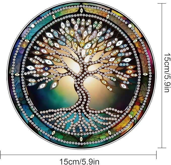AiYuanzsh Tree Diamond Painting Hanging Kit, DIY 5D Acrylic Pendant Ornament, Special Shaped Crystal Diamond Art Hanging Kits for Wall, Door, or Garden, Adult Craft Gift