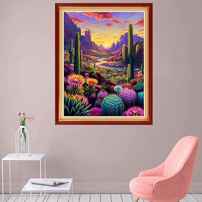 foxhool stamped cross stitch kits,11ct printed cross stitch pattern full embroidery kits for beginner needlepoint kits-kingdom of succulent plants 16x20 inch