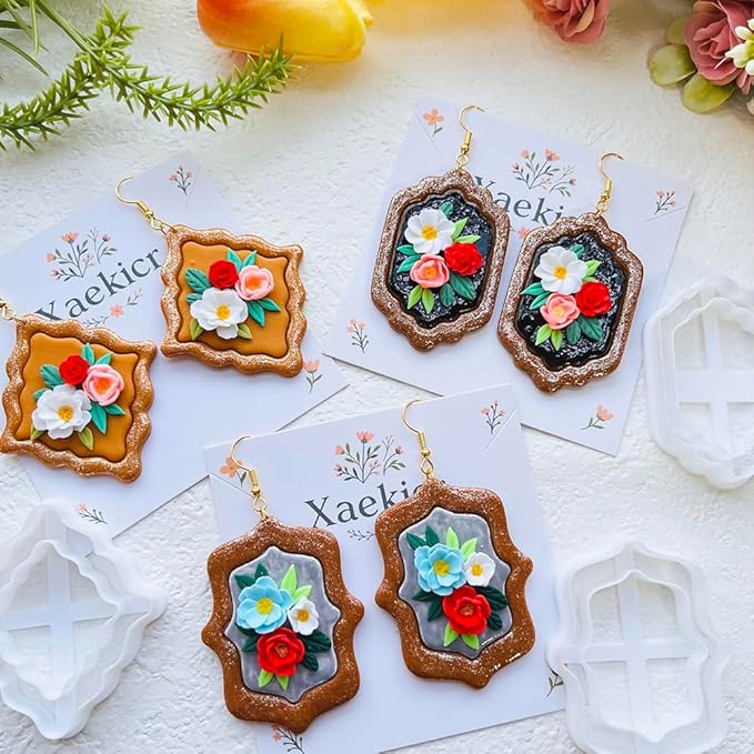 Baroque Style Polymer Clay Cutters Set, Decorative Frame Clay Cutters for Vintage Earrings, Polymer Clay Molds for Layered Designs, Clay Earring Cutters, Clay Tools for Crafting