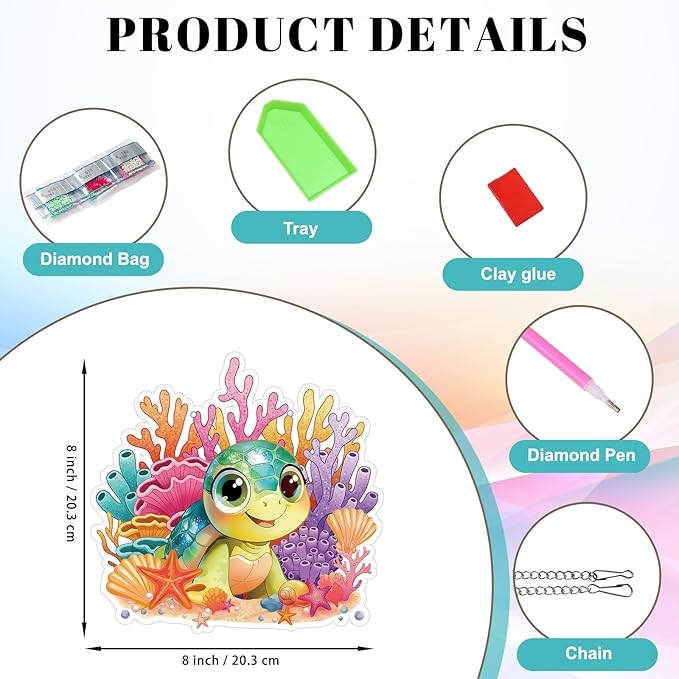 Roneenz Diamond Painting Kits Hanging Pendant, Turtle Hanging Diamonds Art kit for Adults, Special Shaped DIY 5D Art Window Decor, Home Garden Room Decor Gifts for Women and Girls