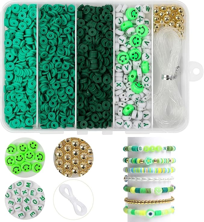 Clay Beads Bracelet Making Kit for Beginner, 2100 Pcs Preppy Polymer Heishi Beads with Charms Kit for Jewelry Making Necklace Earring DIY Crafts