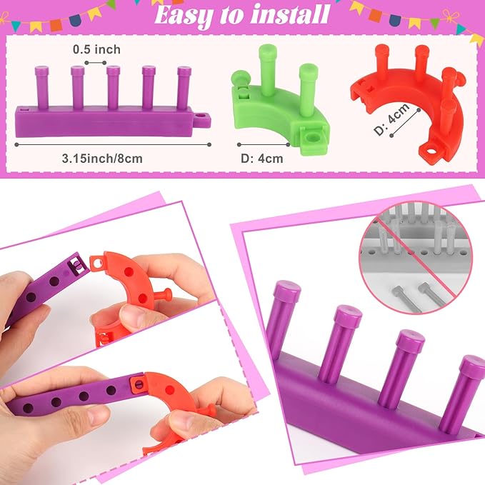 Katech Adjustable Knitting Looms Set -Customized Sizes for Your Project-Afghan Loom-Blanket Loom-Sock Scarf Loom-Hat Loom for Crocheting-Crochet Loom with Loom Knitting Book Hook Needle (All-in-one)