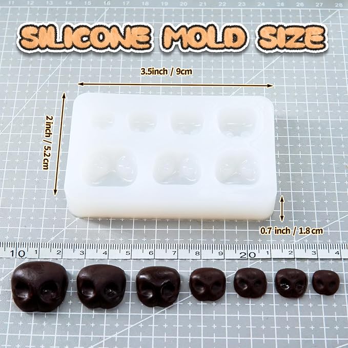 Nuvretk 7 Cute Silicone Molds for Needle Felting - Dog Nose Shapes for Stuffed Animals, DIY Crafts, and Accessories (Square)