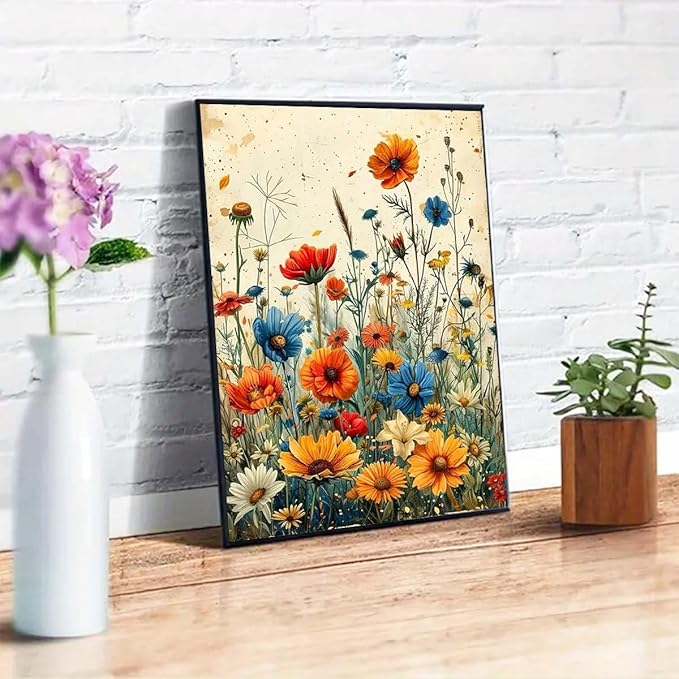 GEMFAMILY 5D Diamond Painting Kits for Adults Beginner,Diamond Art Kits for Wild Flowers, DIY Scenery Full Round Drill Gem Art Craft Kits for Adults for Home Wall Decor12x16 Inch