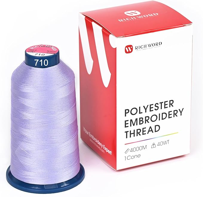 Poolin Embroidery Machine Thread Richword Selected Purple 4000M 40WT Polyester Embroidery Thread – Smooth, Strong Single Spool for Home & Commercial Machines 0710