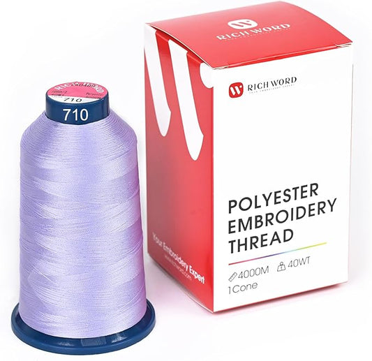 Poolin Embroidery Machine Thread Richword Selected Purple 4000M 40WT Polyester Embroidery Thread – Smooth, Strong Single Spool for Home & Commercial Machines 0710
