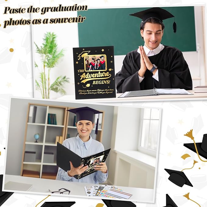 Pasimy Graduation Scrapbook Kit A4 Photo Album 60 Pages Removable DIY Memory Scrap Book Grad Picture Album with Stickers Holds 4x6 5x7 8x10 Pictures for Grad Class of 2026 Graduation Gifts(Fashion)