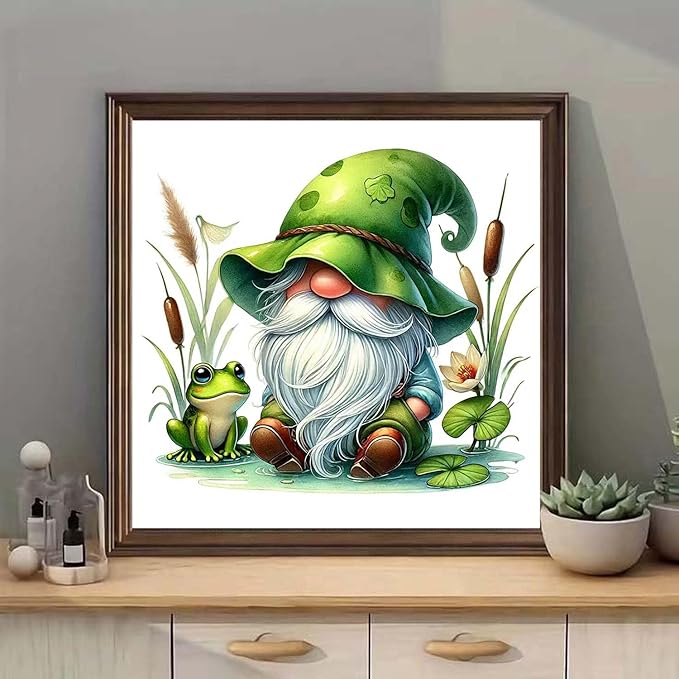 mrpwnle Gnome Diamond Art Kits for Adults, Gnome Diamond Painting Kits for Adults Beginners, 5D Diamonds Painting, DIY Round Full Drill Gem Art Crafts, Home Decor Gifts 11.8x11.8 inch