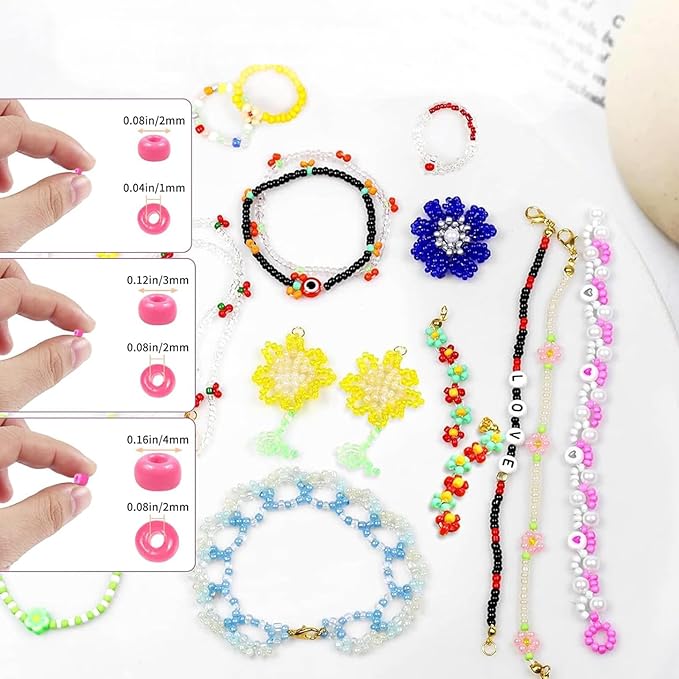 14400pcs Glass Seed Beads for Jewelry Making Kit, 120 Colors 4mm Small Beads Kit Bracelet Beads with Letter Evil Eye Beads Jump Rings & Charms Pendants for Bracelets Making, DIY, Adult Craft Supplies