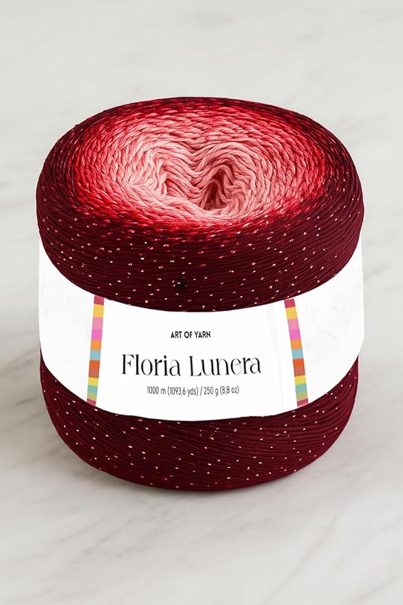Floria Lunera Cotton Yarn 55% Cotton 45% Acrylic 250g 1093 Yards Multicolor Rainbow Crochet Yarn Handknit Cake Soft Variegated Yarn for Spring Summer Projects Blankets Scarves-93269
