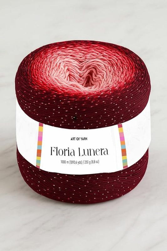 Floria Lunera Cotton Yarn 55% Cotton 45% Acrylic 250g 1093 Yards Multicolor Rainbow Crochet Yarn Handknit Cake Soft Variegated Yarn for Spring Summer Projects Blankets Scarves-93269