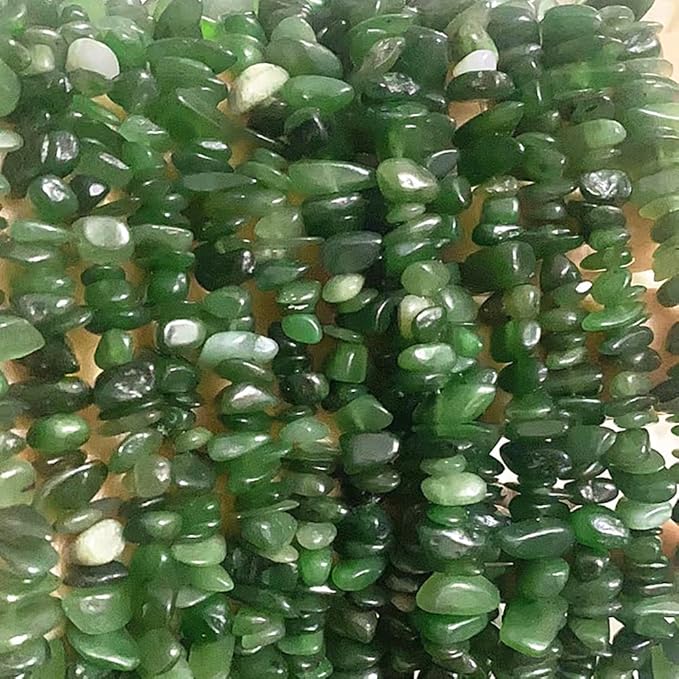 7-8mm Natural Green Canada Jade Gemstone Chips Beads Healing Crystals Waist Bracelets Necklace Kit Irregular Stone DIY Crafts Design Jewelry Making
