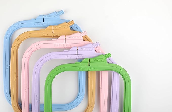nurge 5pcs plastic small square embroidery hoops, cross stich hoop, punch needle hoop multicolor (small)