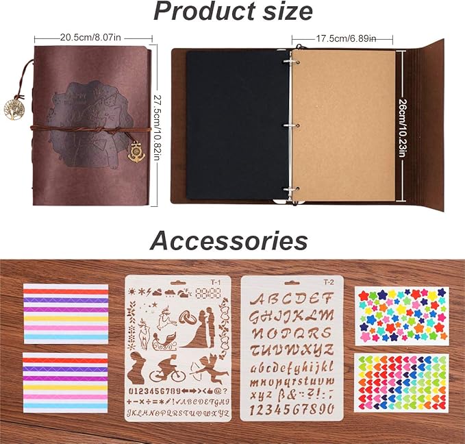 ThxMadam Leather Scrapbook Album 60 Pages Vintage Love Photo Album,11 * 8.1 Inch Scrapbook for Couples-DIY Memory Book,Birthday/Wedding Guest Book Gift for Anniversary Mother's Day