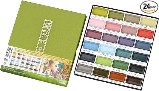 Kuretake Gansai Tambi Watercolor Pans - Set of 24, Art Nouveau