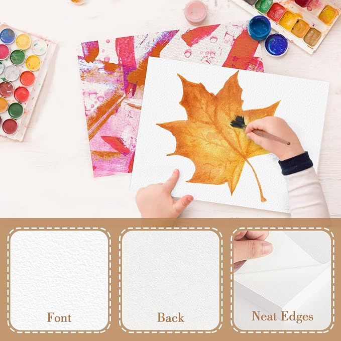 50PCS 9x12 Watercolor Paper Bulk, 140lb/300g Cold Press Thick Water Color Paper Pad for Child Adult, White Art Paper for Drawing Painting Markers Gouache, Textured Cotton Paper Sheets