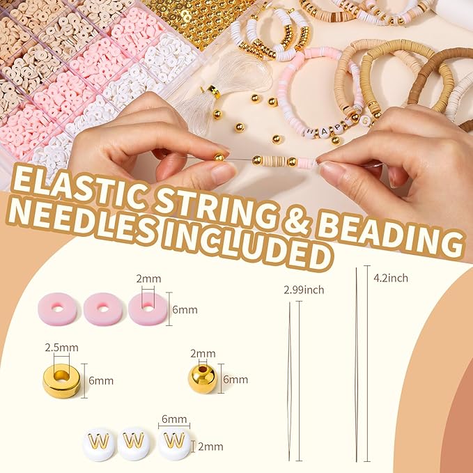 LEOBRO 3908PCS Clay Beads Bracelet Making Kit, Bracelet Beads Kit, for Bracelet Jewelry Making, Arts and Crafts