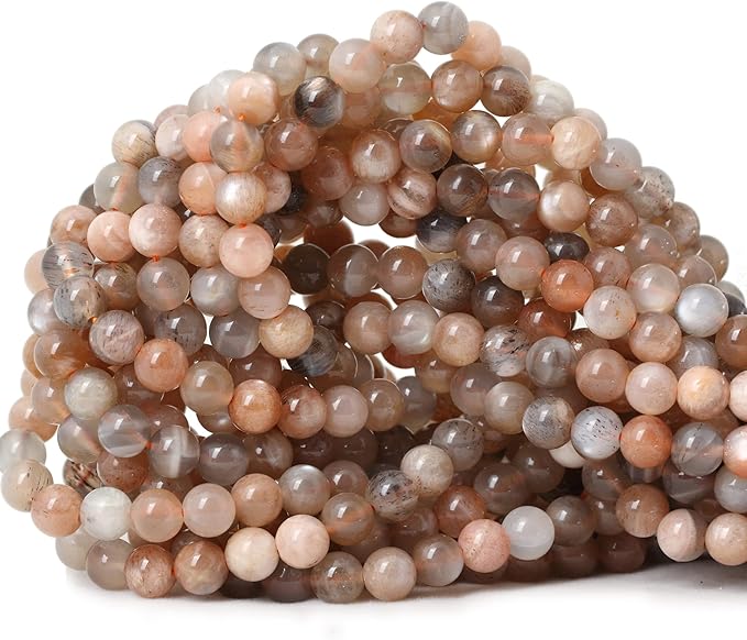 cheavian 60pcs 6mm natural orange moonstone gemstone round loose beads for diy bracelet necklace earrings jewelry making 1 string 15 inches