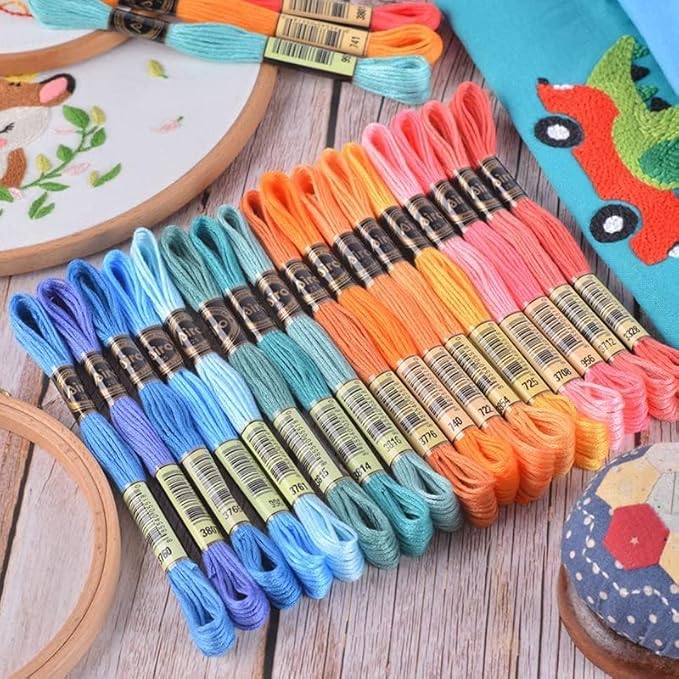 Maxee Embroidery Thread, 100 Colors Per Pack Embroidery Floss,8m Cross Stitch Threads,Friendship Bracelets Floss, Crafts Floss Rainbow Color with Free Embroidery Needles, Floss Bobbins