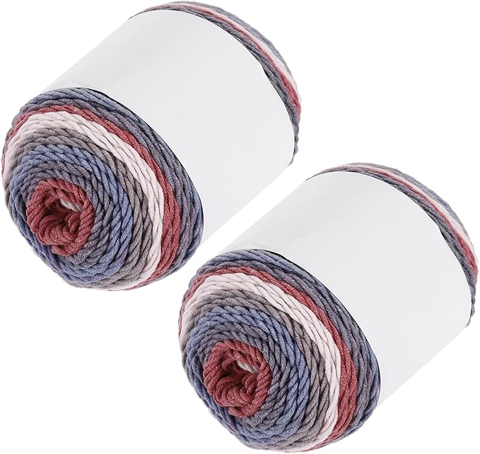 MECCANIXITY Cotton Acrylic Yarn for Crocheting, 422 Yard 5 Ply Soft Gradient Yarn Acrylic 45% Cotton 55% Used for DIY Knitting Blankets Scarves(2 Packx100g,Red,Gray,White)