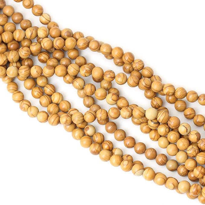 cheavian 45pcs 8mm natural woodgrain jasper round loose beads for jewelry making diy bracelet necklace materials 1 strand 15"