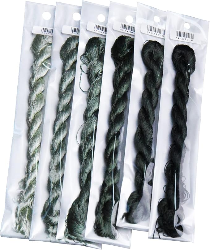 Natural 100% Silk Thread, Handmade Embroidery Thread Silk Floss 6 Colors 110m Each (40)