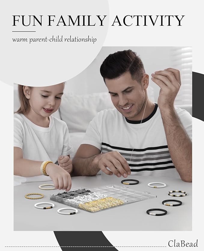 ClaBead Bracelet Making Kit for Boys 3200Pcs, Clay Beads Bracelet Kit with Gold Beads and Gold Flower, Swift Friendship Beads Bracelet Kit for Bracelets Making