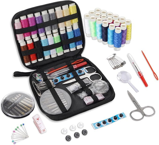 StiVerse 130 Pcs Mini Sewing Kit for Adults with Case, Portable Needle and Thread Kit, Professional Sewing Supplies Accessories for Travel Beginners Worker Kids, Emergency, DIY and Home