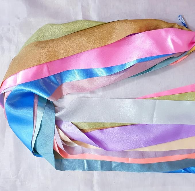 21 Yards Unstitched Recycled Sari Silk Yarn Ribbon Tassels 21 Strips SKEINS Shades Recycled Journal Scrapbook Craft Project Decor DS360 (Satin -Solid, 21 Yard)