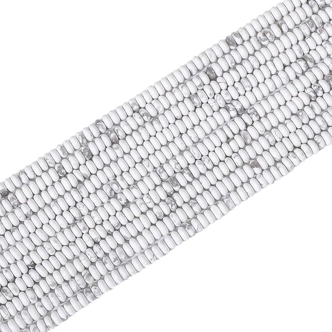 beadia natural white howlite disk stone beads 4x2mm 160pcs rondelle loose semi gemstone beads for jewelry making design