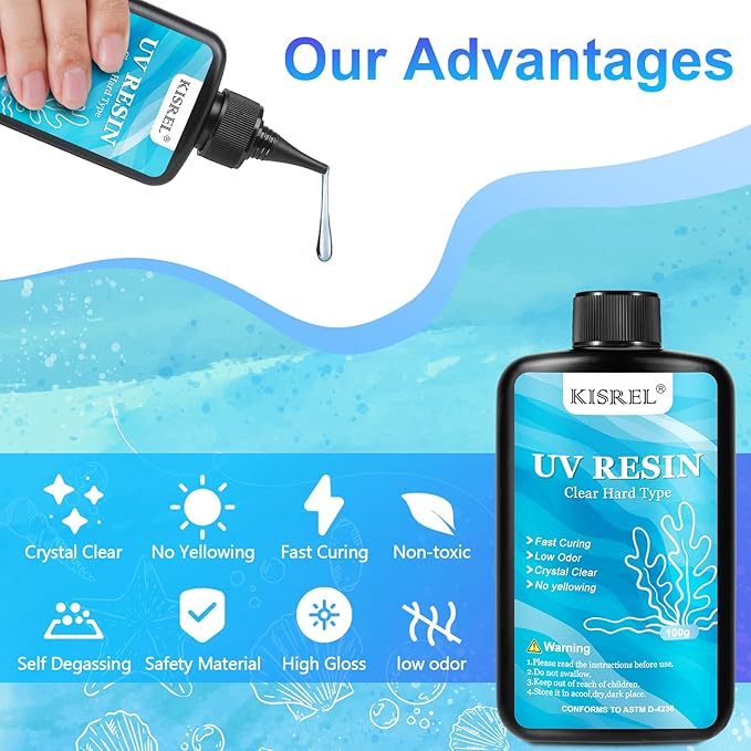 KISREL UV Resin Jewelry Making Kit, 400g Crystal Clear Resins with Light and Molds, DIY Jewelry Making Resin Kits, Resina Starter Kit for Keychain, Hair Clip and Earring