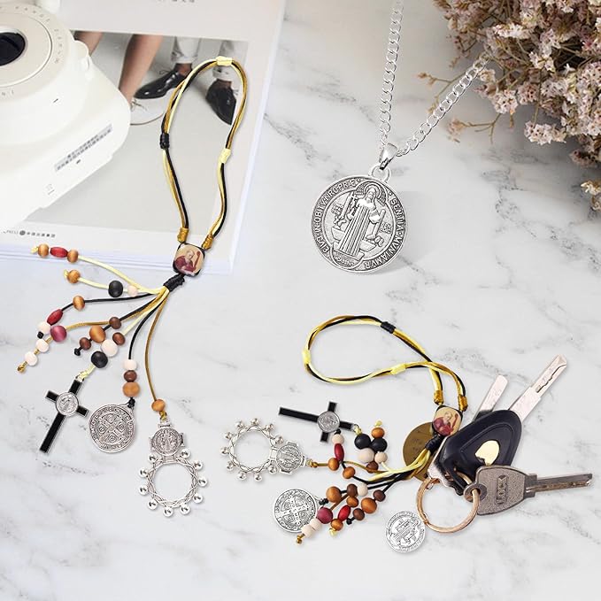 60 Pcs St Benedict Medals,Catholic Saint Benedict Medal for Jewelry Pendant Rosary Parts Making Supplies,Religious Metal Charm Medalla De San Benito