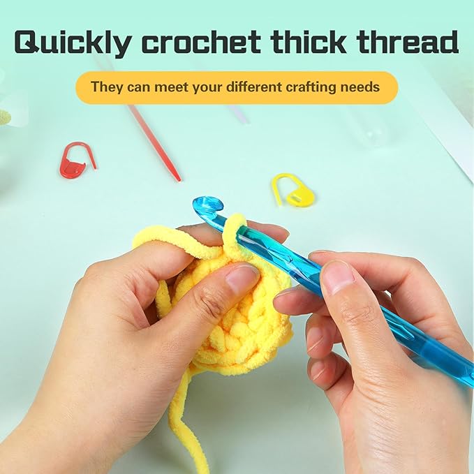9 mm Crochet Hook, Ergonomic Handle for Arthritic Hands, Colorful Transparent Crochet Hook for Beginners and Crocheting Yarn(9 mm)