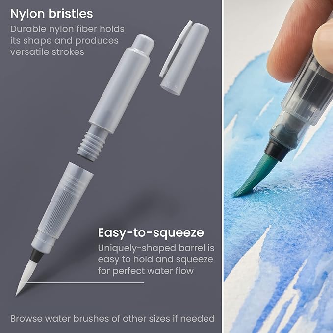 Arteza Watercolor Paint Set with Water Brush, 12 Watercolor Half Pans in Ocean Tones, Semi Moist, Art Supplies for Painting Stunning Seascapes