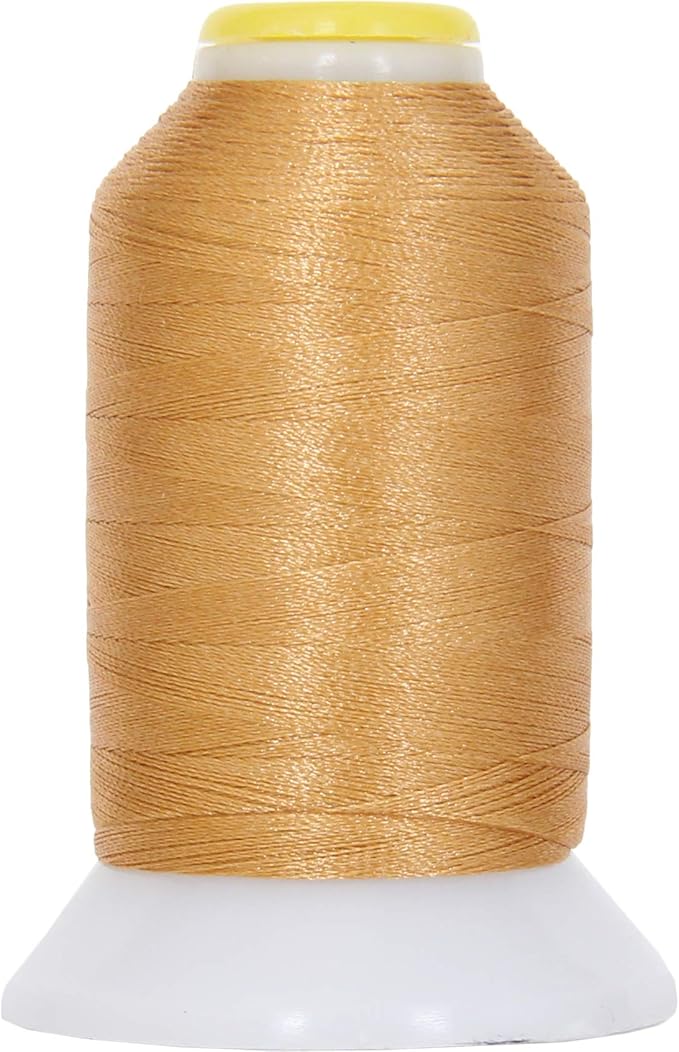 Threadart 60 Weight Micro Embroidery Thread | Fine Line Lettering & Bobbin Thread | 1000m Spools - 30 Colors Available - Lt. Gold