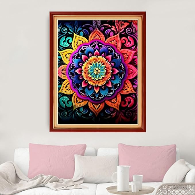 dimxvean stamped cross stitch kits,cross stitch kits for adults beginners,embroidery kits full range of cross stitch stamped kits needlepoint kits cross stitch patterns-colorful mandala 16x20 inch
