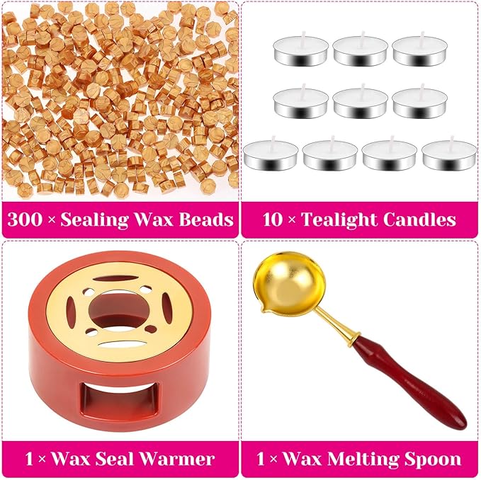 Sealing Wax, Paxcoo 312pcs Sealing Wax Kit with Warmer, Spoon for Stamp Letter Seal