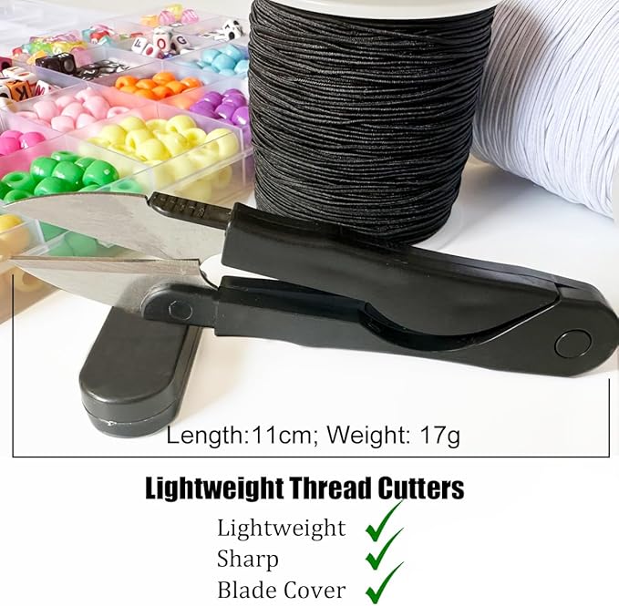 0.8mm White Elastic Cord for Bracelets, QBJAYTY Strong Stretchy Bracelet String for Clay Letter Beads, Pony Beads, Stretch Elastic String for Bracelet Making, White 2 Rolls