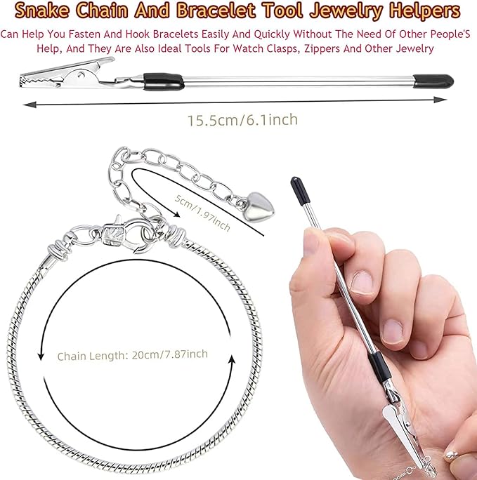 20PCS Snake Chain Charm Bracelet with Bracelet Helper Adjustable Snake Bracelet Chains with Lobster Clasp Extender Chain for Women DIY Jewelry Making Supplies
