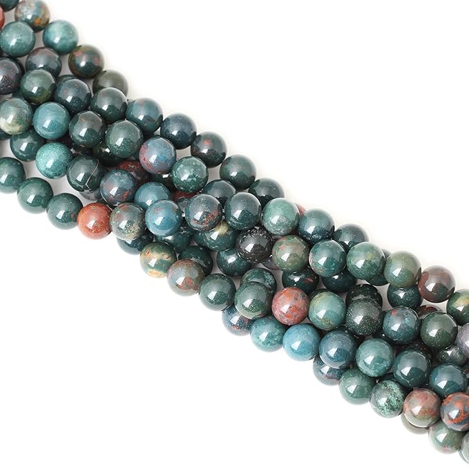 cheavian 35pcs 10mm natural indian bloodstone round loose beads for jewelry making diy bracelet necklace materials 1 strand 15"