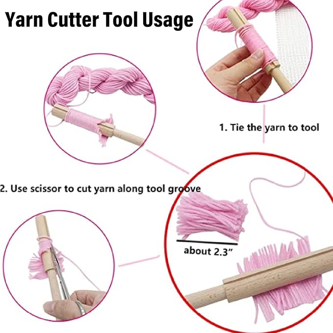 Hook Tool, Handcraft Wooden Crochet Yarn Cutter Tool for Rug Tapestry Making