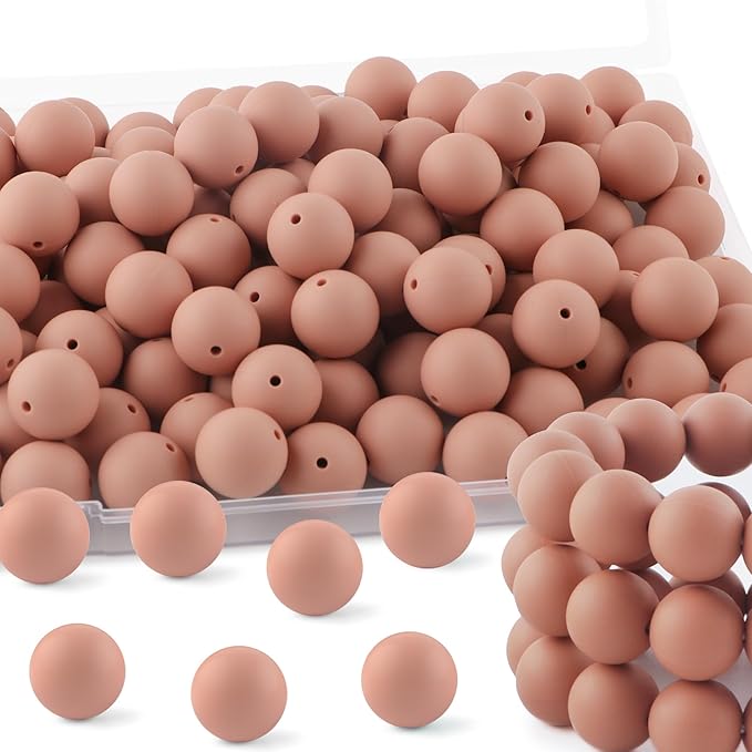 65Pcs 19mm Silicone Beads for Keychain Making Bracelet Necklace, Bulk Round Silicone Beads for Pens(Deep Peach)
