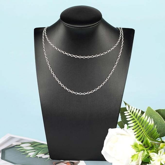 YOUBEIYEE 32.8 Feet Silver Chain for Jewelry Making Silver Plated Brass Link Chain Women Necklace Bracelet DIY Jewelry Chain Roll
